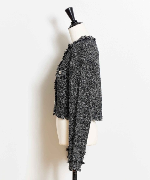 NOELA(ノエラ)の「ツイードニットカーディガン(カーディガン/ボレロ・レディース・ブラック/ラベンダー・フリー)」の8枚目の写真