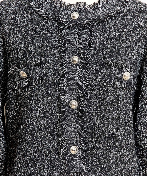 NOELA(ノエラ)の「ツイードニットカーディガン(カーディガン/ボレロ・レディース・ブラック/ラベンダー・フリー)」の10枚目の写真