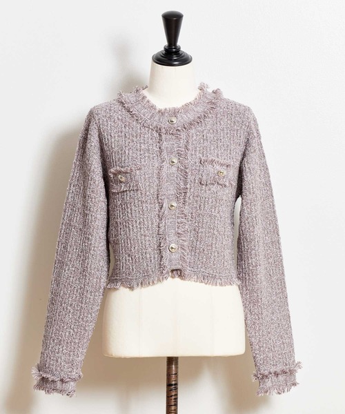 NOELA(ノエラ)の「ツイードニットカーディガン(カーディガン/ボレロ・レディース・ブラック/ラベンダー・フリー)」の11枚目の写真