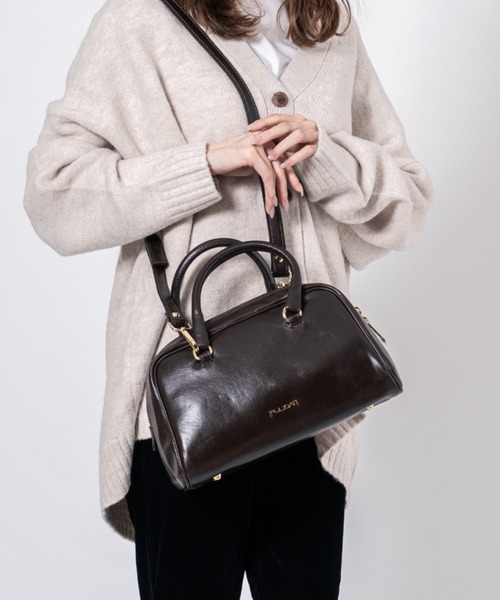 Rivel(リヴェル)の「【PULICATI/プリカーティ】2WAY レザー ボストンバッグ ショルダーバッグ イタリア製(ハンドバッグ・レディース・ダークブラウン/ブラック・FREE)」の2枚目の写真