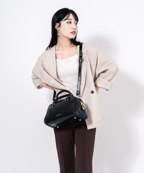Rivel(リヴェル)の「【PULICATI/プリカーティ】2WAY レザー ボストンバッグ ショルダーバッグ イタリア製(ハンドバッグ・レディース・ダークブラウン/ブラック・FREE)」の4枚目の写真