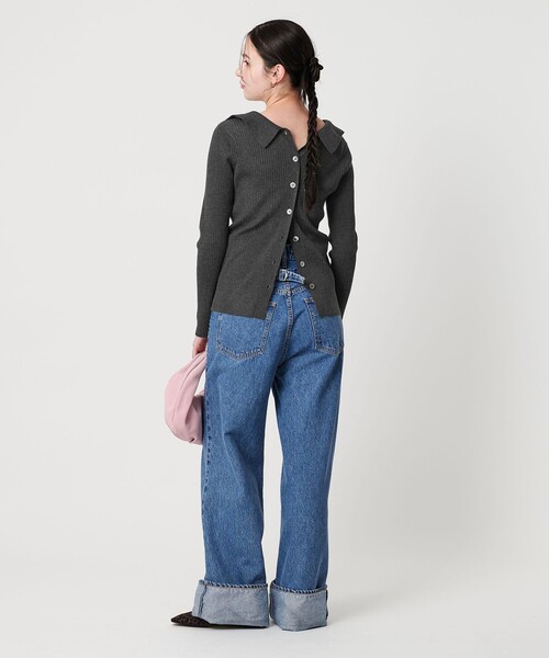 ポリエステルブレンド シャツカーディガン 2WAY（カーディガン/ボレロ