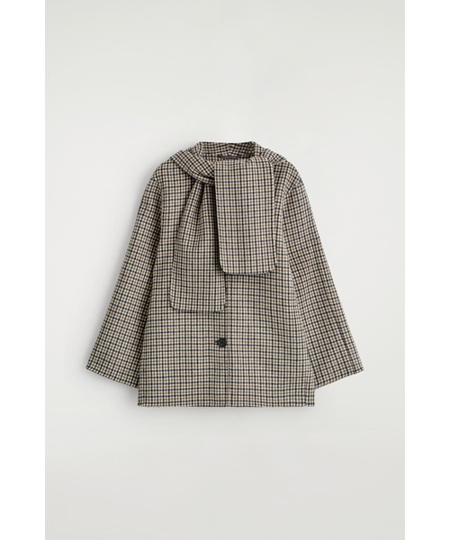 COS 黒　オーバーサイズ　ウールブレンドスカーフジャケット DOUBLE-FACED WOOL SCARF JACKET ダブルフェイスウールスカーフ