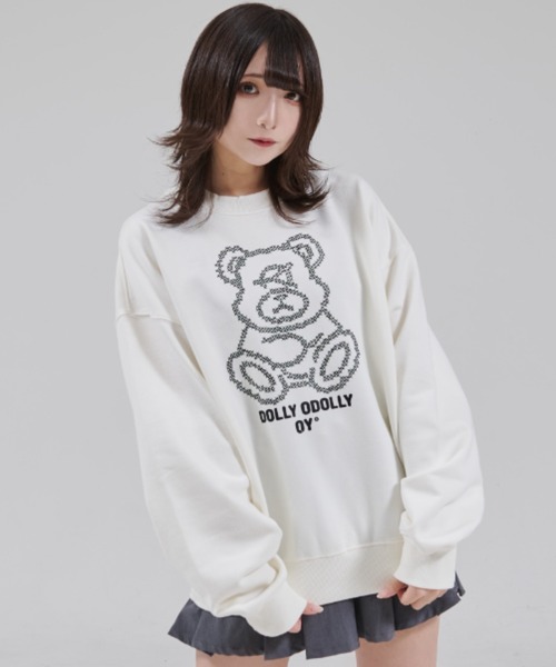 OY(オーワイ)の「『OY/オーワイ』STITCHED DOLLY CREWNECK/ステッチオードリー クルーネック(スウェット・レディース・ホワイト/ブラック・L/M)」の2枚目の写真