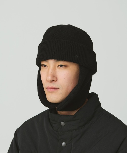 Snow Peak(スノーピーク)の「Snow Peak / Knit Flight Cap ニットフライトキャップ(ニットキャップ/ビーニー・メンズ・アイボリー/グレー/ブラック・ONE SIZE)」の4枚目の写真