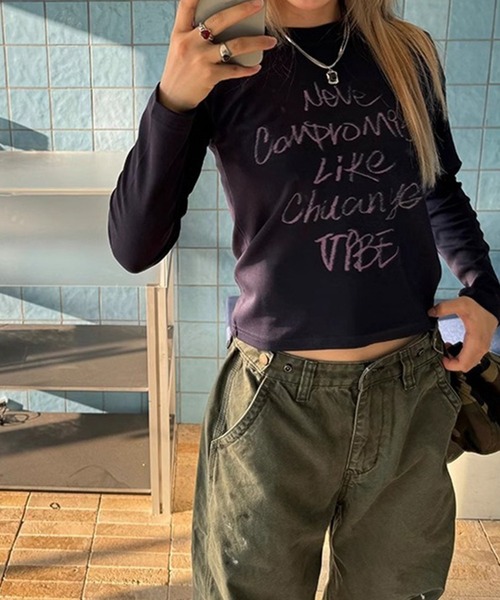 セール】メッセージロゴクルーネックロンT（Tシャツ/カットソー