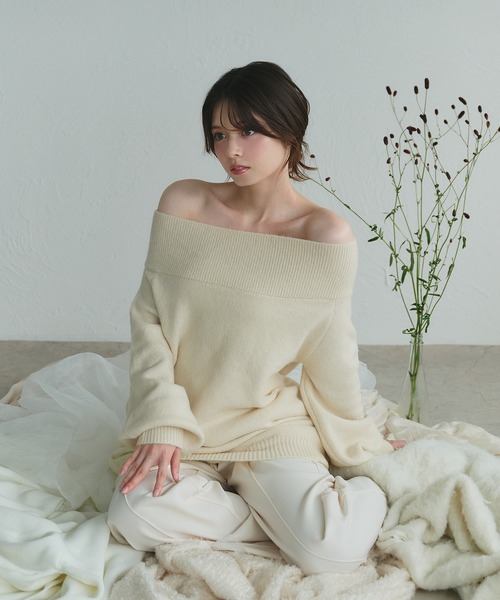 fupel（フぺル）の「Multi-way choker loose off-shoulder knit