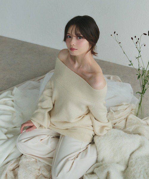 fupel(フぺル)の「Multi-way choker loose off-shoulder knit / マルチウェイチョーカールーズオフショルニット(ニット/セーター・レディース・ブラック/アイボリー/グレー・FREE)」の22枚目の写真