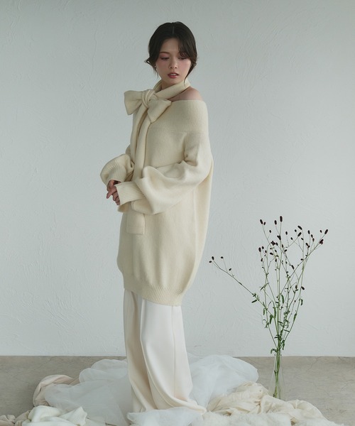 fupel(フぺル)の「Multi-way choker loose off-shoulder knit / マルチウェイチョーカールーズオフショルニット(ニット/セーター・レディース・ブラック/アイボリー/グレー・FREE)」の17枚目の写真