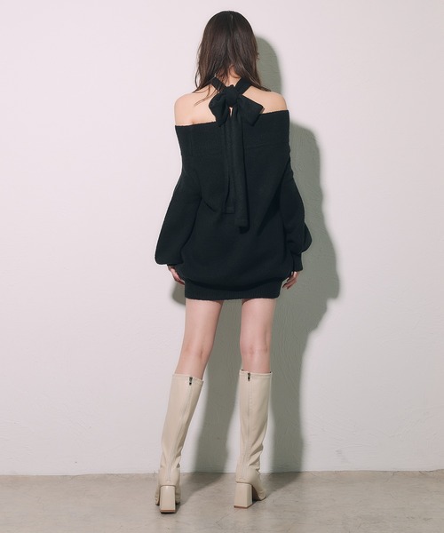 Multi-way choker loose off-shoulder knit / マルチウェイ