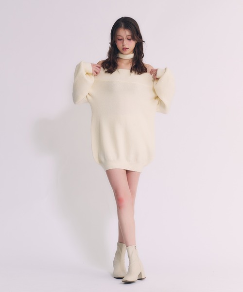 Multi-way choker loose off-shoulder knit / マルチウェイ