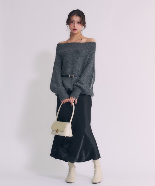 Multi-way choker loose off-shoulder knit / マルチウェイ