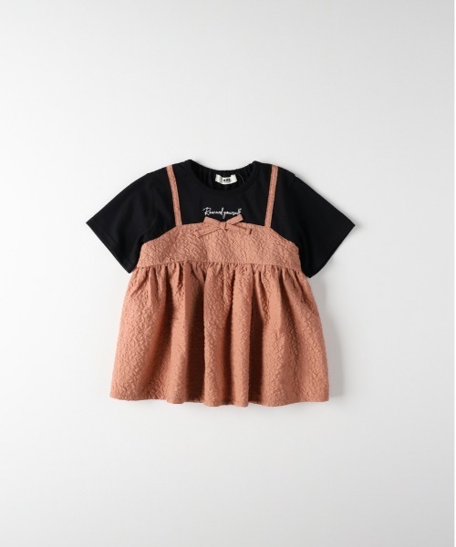 MPS（エムピーエス）の「【MPS】フェイクキャミソールレイヤードＴシャツ（Tシャツ/カットソー・キッズ・ブラック/ピンク・140/130/110/120）」の2枚目の写真