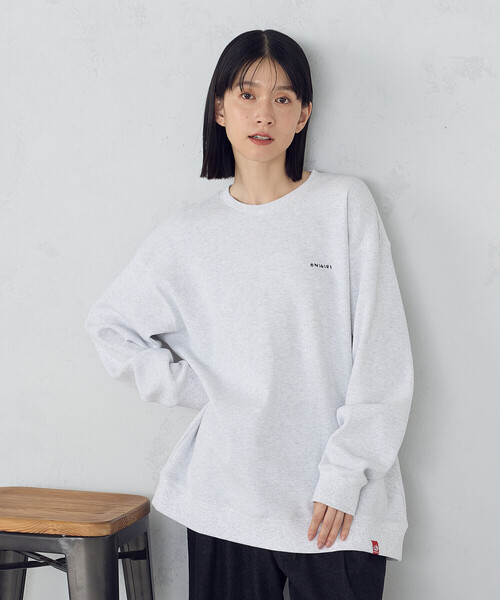 ONIGIRI(オニギリ)の「ワッフルプルオーバー(Tシャツ/カットソー・レディース・ネイビー/ライトグレー・FREE)」の2枚目の写真