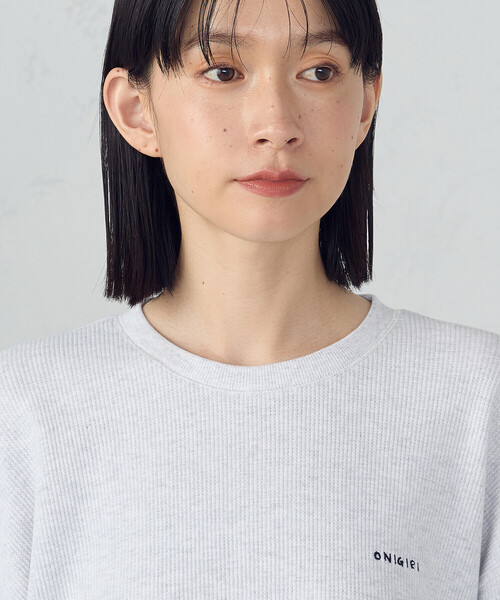 ONIGIRI(オニギリ)の「ワッフルプルオーバー(Tシャツ/カットソー・レディース・ネイビー/ライトグレー・FREE)」の3枚目の写真