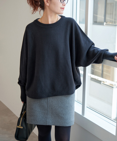 追加2》バルキーヤーンドルマンロングリブニット（ニット/セーター