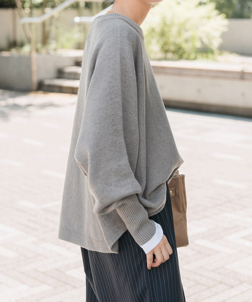 Spick & Span（スピックアンドスパン）の「《追加2》バルキーヤーンドルマンロングリブニット（ニット/セーター・レディース・レッド/ブラウン系その他/チャコールグレー/ブラック・FREE）」の21枚目の写真