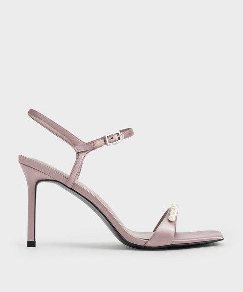CHARLES & KEITH(チャールズ & キース)の「Helena ヘレナ パールエンベリシュッドヒールサンダル(サンダル・レディース・スモークピンク/ブラック系その他7・22.5cm/23cm/23.5cm/24.5cm/25cm)」の2枚目の写真