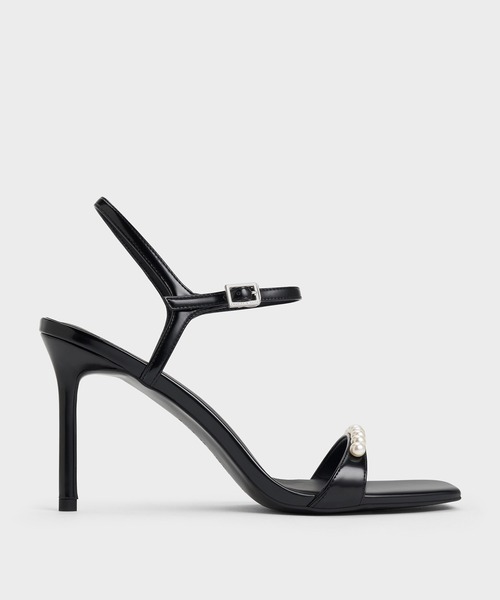 CHARLES & KEITH(チャールズ & キース)の「Helena ヘレナ パールエンベリシュッドヒールサンダル(サンダル・レディース・スモークピンク/ブラック系その他7・22.5cm/23cm/23.5cm/24.5cm/25cm)」の1枚目の写真
