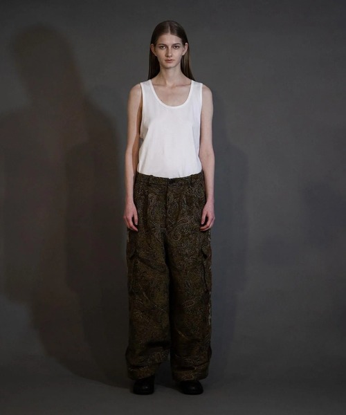 my beautiful landlet(マイビューティフルランドレット)の「【my beautiful landlet】 JACQUARD WIDE CARGO PANTS(カーゴパンツ・メンズ・ベージュ/ネイビー/ブラック・1/0)」の1枚目の写真