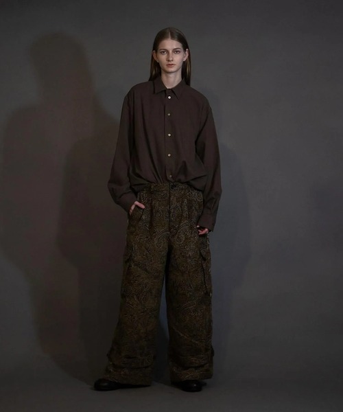 my beautiful landlet(マイビューティフルランドレット)の「【my beautiful landlet】 JACQUARD WIDE CARGO PANTS(カーゴパンツ・メンズ・ベージュ/ネイビー/ブラック・1/0)」の3枚目の写真
