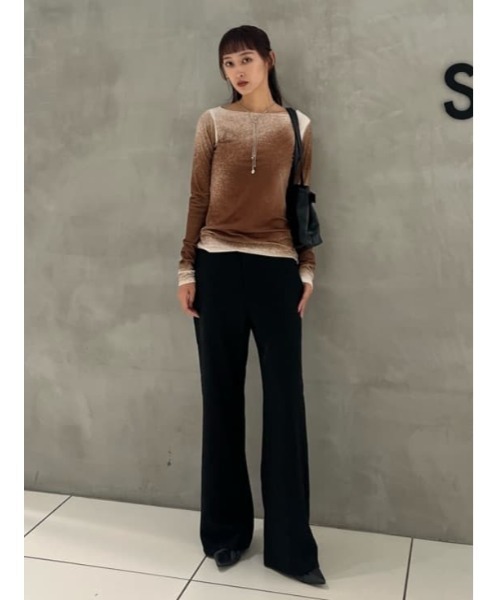 THROW by SLY(スローバイスライ)の「THROW SHADOW STRIPE L/W PT シャドーストライプ ローウエスト パンツ 秋服 冬服(スラックス・レディース・杢グレー/ブラック系その他2・0/1)」の20枚目の写真