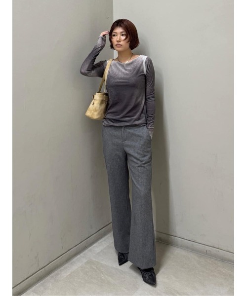 THROW by SLY(スローバイスライ)の「THROW SHADOW STRIPE L/W PT シャドーストライプ ローウエスト パンツ 秋服 冬服(スラックス・レディース・杢グレー/ブラック系その他2・0/1)」の18枚目の写真