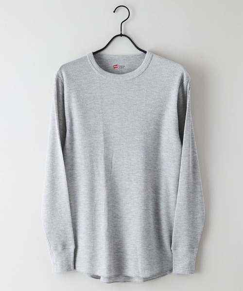 LB/S （エルビーエス）の「【HANES/ヘインズ】BEEFY サーマル クルーネック ロングスリーブ Tシャツ HM4-Q501（Tシャツ/カットソー・メンズ・グレー/ブラック・X-LARGE/LARGE/MEDIUM）」の3枚目の写真