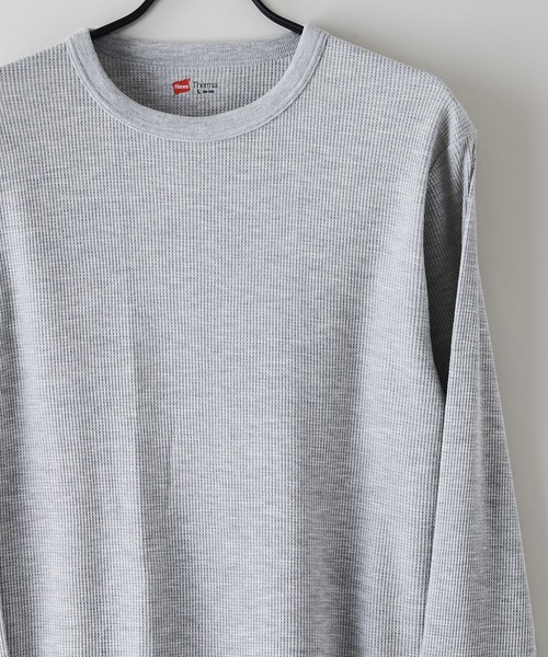 LB/S （エルビーエス）の「【HANES/ヘインズ】BEEFY サーマル クルーネック ロングスリーブ Tシャツ HM4-Q501（Tシャツ/カットソー・メンズ・グレー/ブラック・X-LARGE/LARGE/MEDIUM）」の5枚目の写真