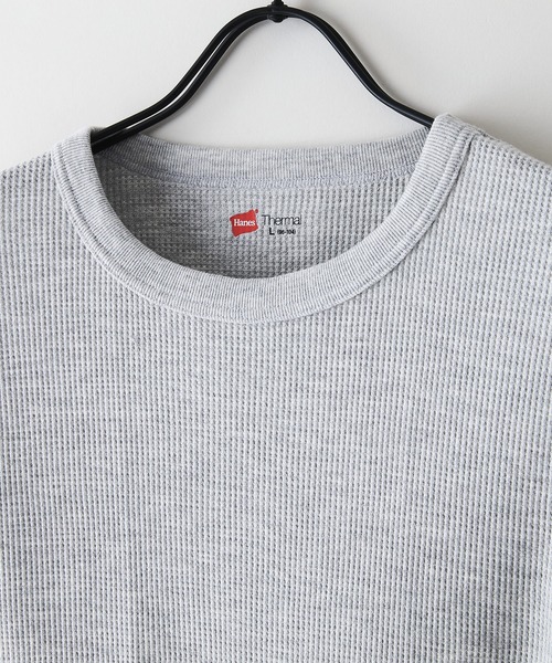 LB/S （エルビーエス）の「【HANES/ヘインズ】BEEFY サーマル クルーネック ロングスリーブ Tシャツ HM4-Q501（Tシャツ/カットソー・メンズ・グレー/ブラック・X-LARGE/LARGE/MEDIUM）」の6枚目の写真