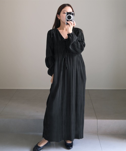 yuiさんコラボ ]前後2way長袖プリーツワンピース（ワンピース）｜KOBE