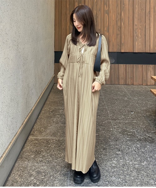 yuiさんコラボ ]前後2way長袖プリーツワンピース（ワンピース）｜KOBE