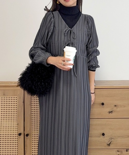 yuiさんコラボ ]前後2way長袖プリーツワンピース（ワンピース）｜KOBE