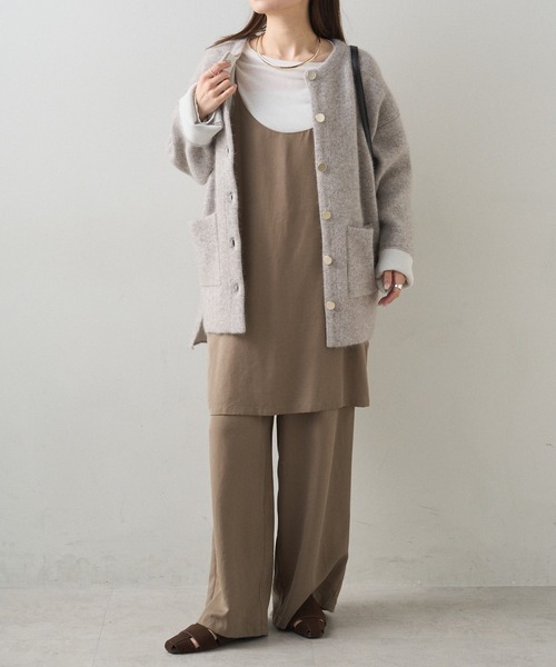 PUAL CE CIN（ピュアルセシン）の「Wフェイスニットノーカラーハーフニットコート（カーディガン/ボレロ・レディース・グレー/ベージュ・FREE）」の15枚目の写真