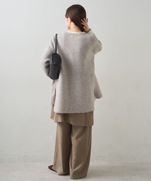 PUAL CE CIN（ピュアルセシン）の「Wフェイスニットノーカラーハーフニットコート（カーディガン/ボレロ・レディース・グレー/ベージュ・FREE）」の13枚目の写真