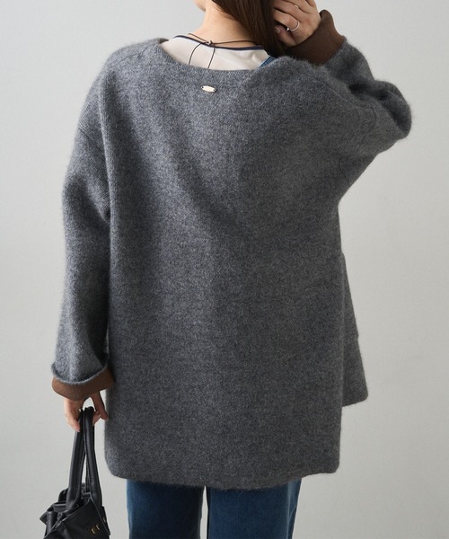 PUAL CE CIN（ピュアルセシン）の「Wフェイスニットノーカラーハーフニットコート（カーディガン/ボレロ・レディース・グレー/ベージュ・FREE）」の10枚目の写真