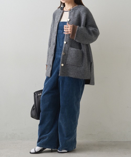 PUAL CE CIN（ピュアルセシン）の「Wフェイスニットノーカラーハーフニットコート（カーディガン/ボレロ・レディース・グレー/ベージュ・FREE）」の9枚目の写真