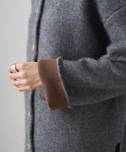 PUAL CE CIN（ピュアルセシン）の「Wフェイスニットノーカラーハーフニットコート（カーディガン/ボレロ・レディース・グレー/ベージュ・FREE）」の3枚目の写真