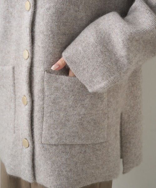 PUAL CE CIN（ピュアルセシン）の「Wフェイスニットノーカラーハーフニットコート（カーディガン/ボレロ・レディース・グレー/ベージュ・FREE）」の20枚目の写真