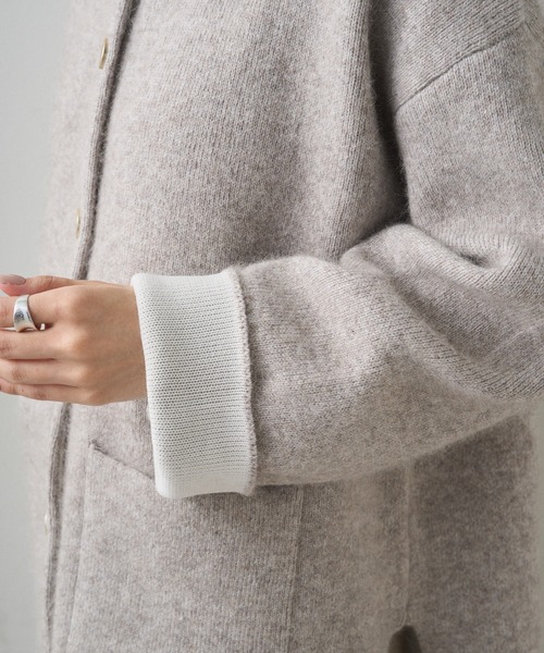 PUAL CE CIN（ピュアルセシン）の「Wフェイスニットノーカラーハーフニットコート（カーディガン/ボレロ・レディース・グレー/ベージュ・FREE）」の21枚目の写真