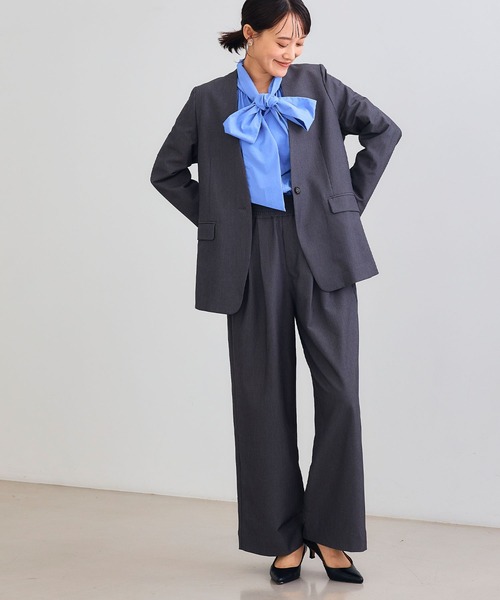 CROSS FUNCTION（クロスファンクション）の「《シワになりにくい》セットアップ対応  サマ美え ツータックギャザーワイドパンツ【CROSS FUNCTION/クロスファンクション】（スラックス・レディース・チャコールグレー/ブラック/ベージュ/モカ・LL/M/L）」の15枚目の写真