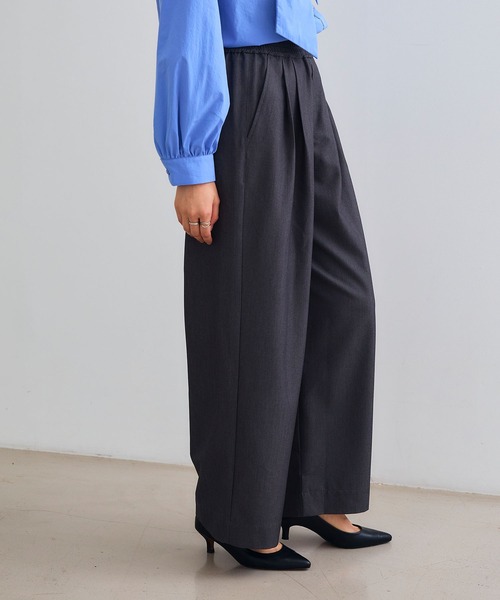 CROSS FUNCTION（クロスファンクション）の「《シワになりにくい》セットアップ対応  サマ美え ツータックギャザーワイドパンツ【CROSS FUNCTION/クロスファンクション】（スラックス・レディース・チャコールグレー/ブラック/ベージュ/モカ・LL/M/L）」の17枚目の写真