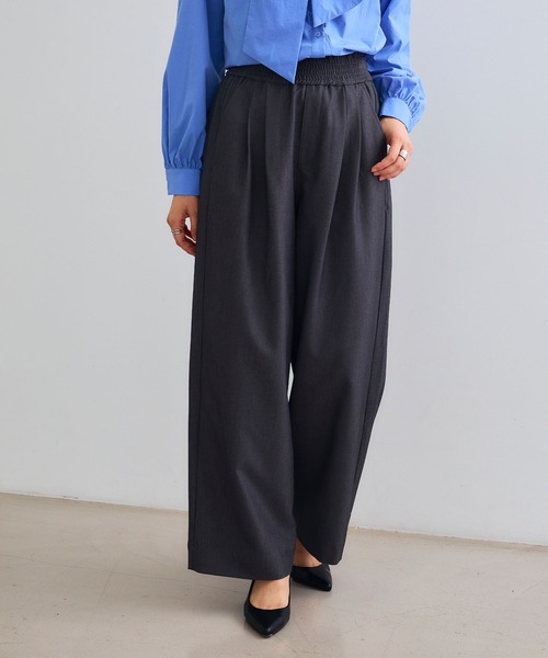CROSS FUNCTION（クロスファンクション）の「《シワになりにくい》セットアップ対応  サマ美え ツータックギャザーワイドパンツ【CROSS FUNCTION/クロスファンクション】（スラックス・レディース・チャコールグレー/ブラック/ベージュ/モカ・LL/M/L）」の13枚目の写真