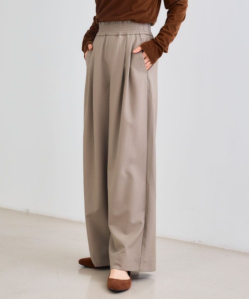 CROSS FUNCTION（クロスファンクション）の「《シワになりにくい》セットアップ対応  サマ美え ツータックギャザーワイドパンツ【CROSS FUNCTION/クロスファンクション】（スラックス・レディース・チャコールグレー/ブラック/ベージュ/モカ・LL/M/L）」の11枚目の写真