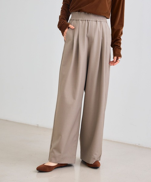 CROSS FUNCTION（クロスファンクション）の「《シワになりにくい》セットアップ対応  サマ美え ツータックギャザーワイドパンツ【CROSS FUNCTION/クロスファンクション】（スラックス・レディース・チャコールグレー/ブラック/ベージュ/モカ・LL/M/L）」の12枚目の写真