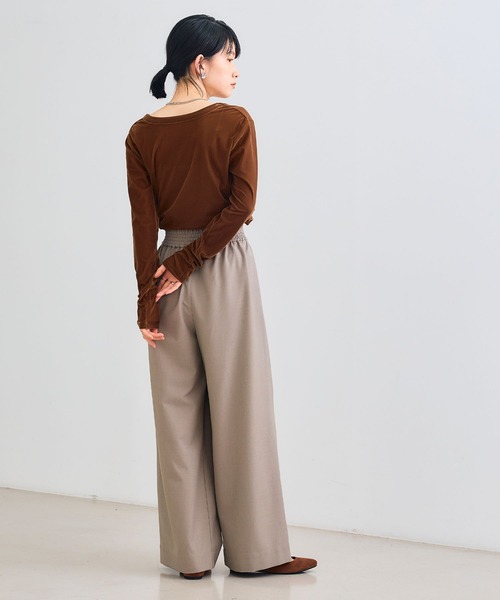 CROSS FUNCTION（クロスファンクション）の「《シワになりにくい》セットアップ対応  サマ美え ツータックギャザーワイドパンツ【CROSS FUNCTION/クロスファンクション】（スラックス・レディース・チャコールグレー/ブラック/ベージュ/モカ・LL/M/L）」の10枚目の写真