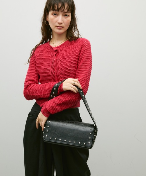 Lutim by u(ルチバイユー)の「Studs frame square bag / スタッズフレームスクエアバック(ショルダーバッグ・レディース・ブラウン/ブラック・FREE)」の3枚目の写真