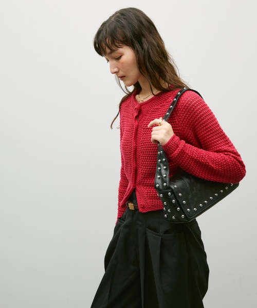 Lutim by u(ルチバイユー)の「Studs frame square bag / スタッズフレームスクエアバック(ショルダーバッグ・レディース・ブラウン/ブラック・FREE)」の9枚目の写真