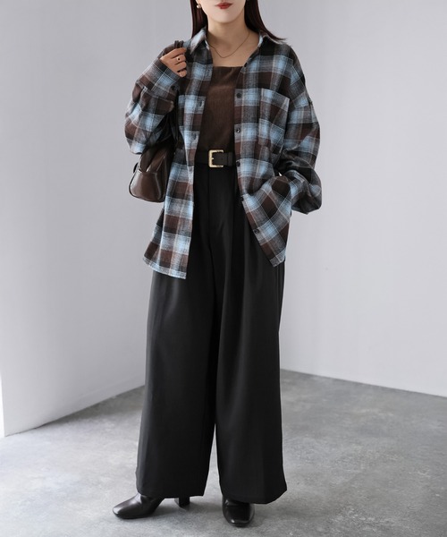 Riberry（リベリー）の「オンブレチェックオーバーサイズシャツ（シャツ/ブラウス・レディース・ブラウン系/ブラック系・FREE）」の10枚目の写真