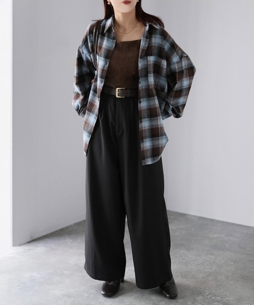 Riberry（リベリー）の「オンブレチェックオーバーサイズシャツ（シャツ/ブラウス・レディース・ブラウン系/ブラック系・FREE）」の7枚目の写真